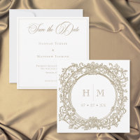 Mariage de jardin élégant vintage à crête dorée