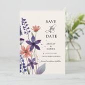 Save The Date Mariage de jardin Fleur sauvage violet moderne (Debout devant)
