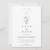 Save The Date Mariage de jardin floral bleu rustique (Devant)