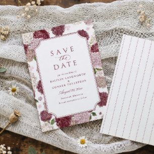 Save The Date Mariage de jardin floral élégant avec hortensia de
