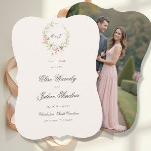 Save The Date Mariage de Jardin Vintage Floral Blush Photo Éléga