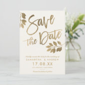 Save The Date Mariage de la feuille d'or enregistrer la date (Debout devant)