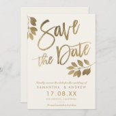 Save The Date Mariage de la feuille d'or enregistrer la date (Devant / Derrière)