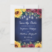 Save The Date Mariage de la marine Blue Sunflower Mason Jar (Devant)