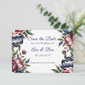 Save The Date Mariage de la marine bourguignonne Blush Peony (Debout devant)