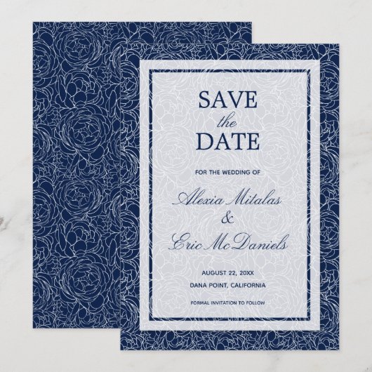 Save The Date Mariage de la marine florale (Devant / Derrière)