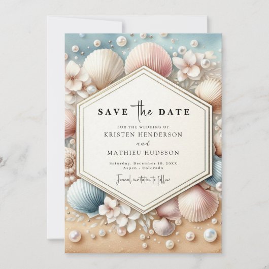 Save The Date Mariage de la plage d'aquarelle numérique (Devant)
