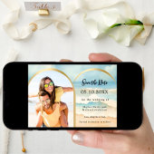 Save The Date Mariage de la plage d'arc de photo