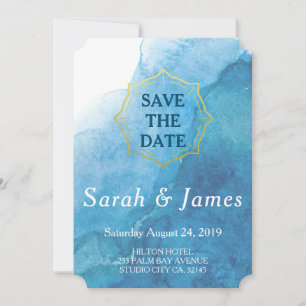 Save The Date Mariage de la plage marine et blanche Watercolor