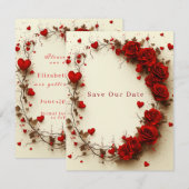 Save The Date Mariage de la Saint-Valentin aux cœurs rouges (Devant / Derrière)