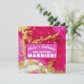 Save The Date Mariage de la Saint-Valentin Rose Rouge et Or (Debout devant)