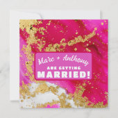 Save The Date Mariage de la Saint-Valentin Rose Rouge et Or (Devant)