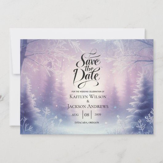 Save The Date Mariage de la Snowfall de Lavande (Devant)