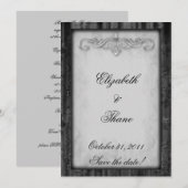 Save The Date Mariage de la soie noire et du parchemin (Devant / Derrière)