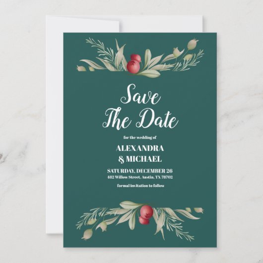 Save The Date Mariage de la verdure de Noël (Devant)