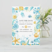 Save The Date Mariage de la vie marine bleu et jaune (Debout devant)