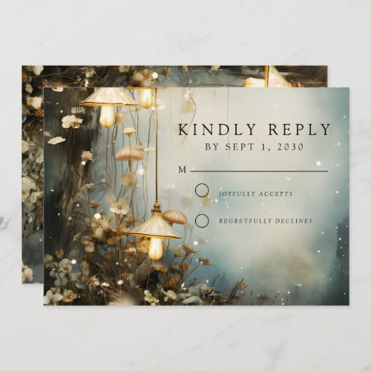 Save The Date Mariage de lanternes à pendage de forêt enchantées (Devant / Derrière)