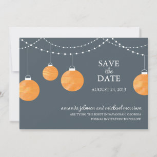 Save The Date Mariage de lanternes en papier orange Enregistrer 