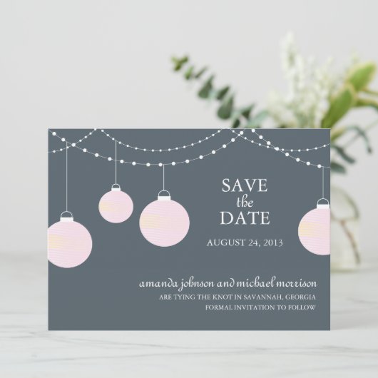 Save The Date Mariage de lanternes papier Enregistrer la date (Debout devant)