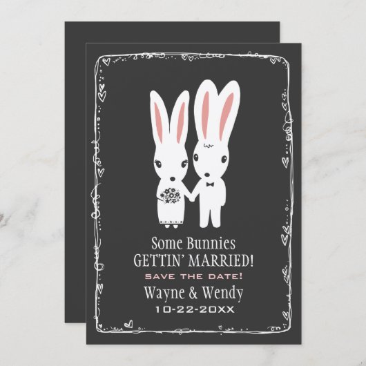 Save The Date Mariage de lapins lapins mignonnes Sauvez la date  (Devant / Derrière)