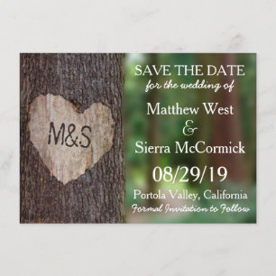 Save The Date Mariage de l'arbre cardiaque sculpté Enregistrer l