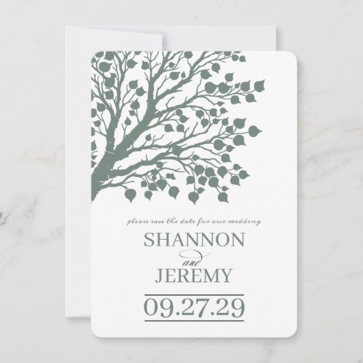Save The Date Mariage de l'arbre d'aspect vert Sage (Devant)