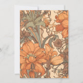 Save The Date Mariage de l'Art Nouveau Floral Orange Brûlé (Dos)