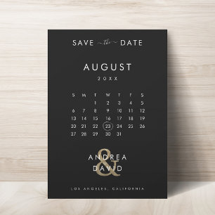 Save The Date Mariage de l'esperluette dorée et du calendrier de