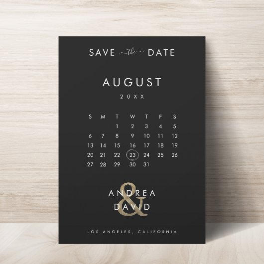 Save The Date Mariage de l'esperluette dorée et du calendrier de