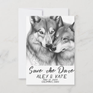 Save The Date Mariage de loup gris mou Enregistrer la date Faire