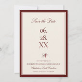 Save The Date Mariage de luxe burgundy avec une déclaration mode (Devant)