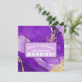 Save The Date Mariage de Luxe Marbre Violet et Or (Debout devant)
