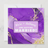 Save The Date Mariage de Luxe Marbre Violet et Or Fancy (Devant)
