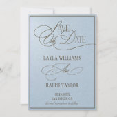 Save The Date Mariage de Luxe Romantique Bleu Océan (Devant)