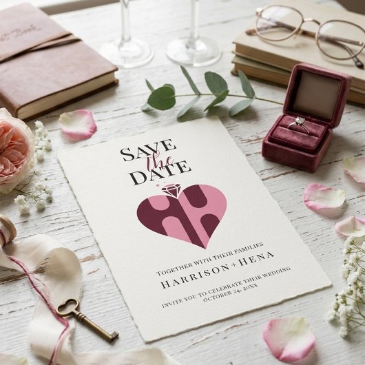 Save The Date Mariage de luxe romantique HH Monogramme