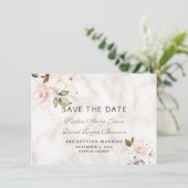 Save The Date Mariage de marbre floral rose blush or (Debout devant)