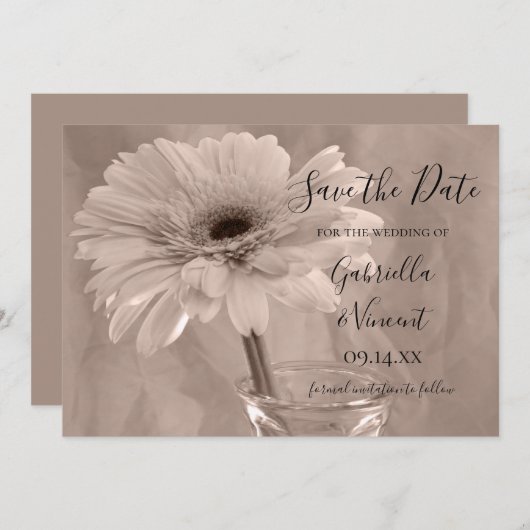 Save The Date Mariage de marguerite rose pâle Enregistrer la dat (Devant / Derrière)