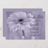 Save The Date Mariage de marguerite teintée violet pâle Enregist (Devant / Derrière)