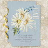 Save The Date Mariage de marguerites bleues et blanches rustique