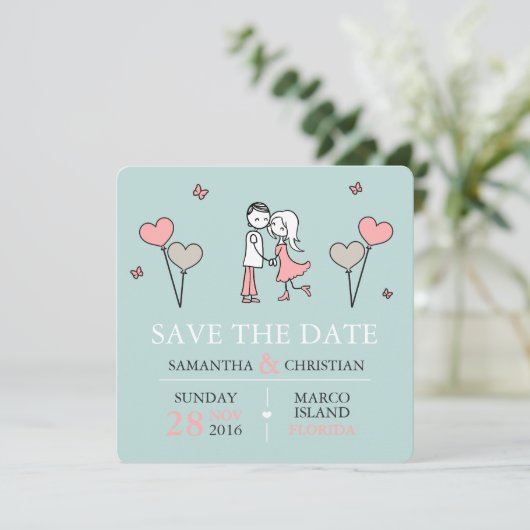 Save The Date Mariage de mariée et de chambre Enregistrer la dat (Debout devant)