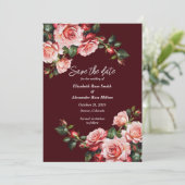 Save The Date Mariage de marron rose et rouge rose foncé moody (Debout devant)