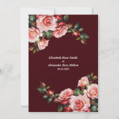 Save The Date Mariage de marron rose et rouge rose foncé moody (Dos)