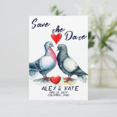 Save The Date Mariage de mignons pigeons Enregistrer la date Fai (Debout devant)