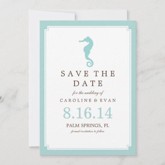 Save The Date Mariage de Mint Seahorse Enregistrer la date (Devant)