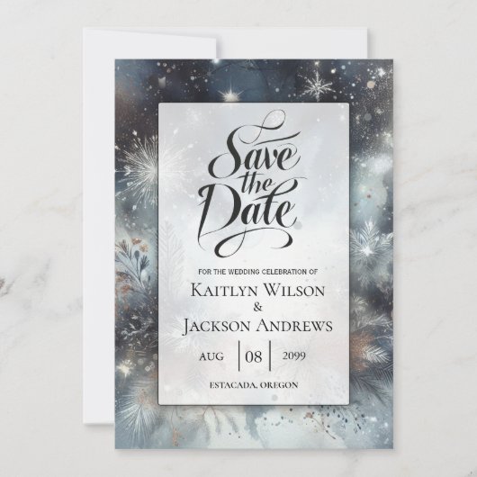 Save The Date Mariage de minuit d'hiver céleste (Devant)