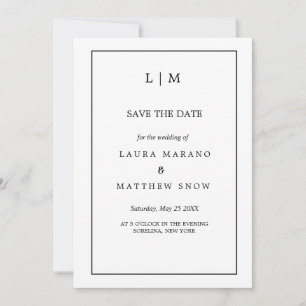 Save The Date Mariage de monogramme blanc simple
