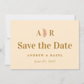 Save The Date Mariage de Monogramme Boho moderne et élégant (Devant)
