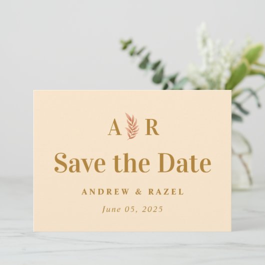 Save The Date Mariage de Monogramme Boho moderne et élégant (Debout devant)