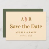 Save The Date Mariage de Monogramme Boho moderne et élégant (Devant / Derrière)