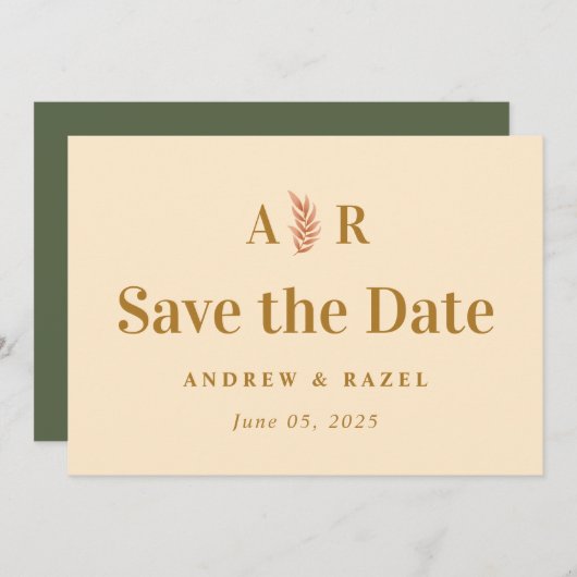Save The Date Mariage de Monogramme Boho moderne et élégant (Devant / Derrière)